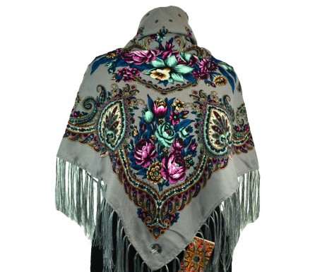 Шерстяной платок с кистями 120см ИСКРА (арт. 200602) 