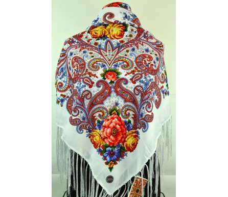 Шерстяной платок с кистями 120см КАМИЛЛА (арт. 200607) 